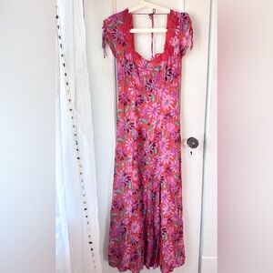 Free People Pippa Maxi Gown Midi Dress Strawberry Colorway Size Small